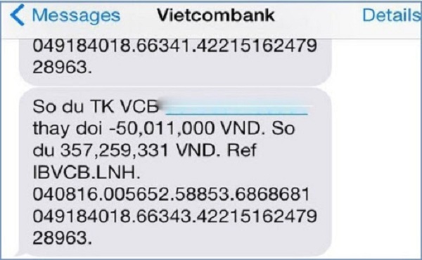 Tra số tài khoản Vietcombank qua SMS
